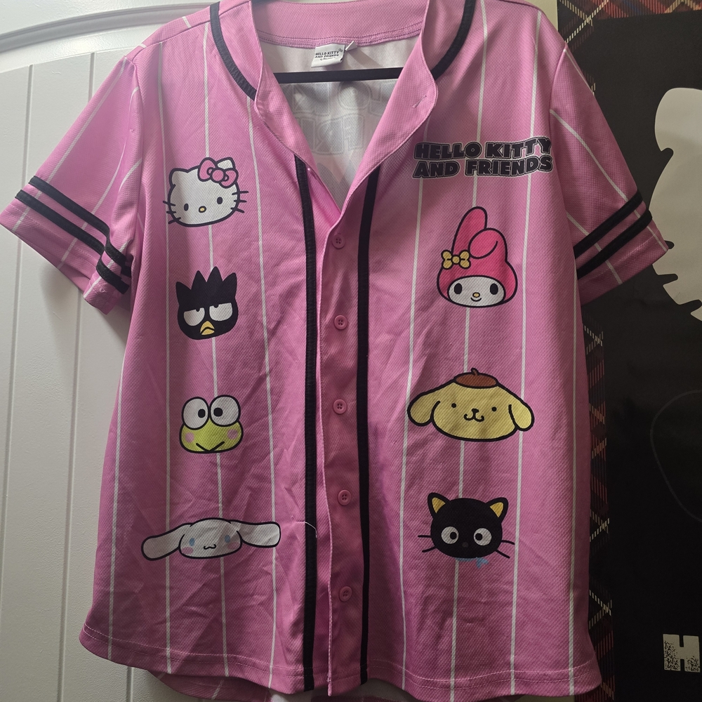 Hello Kitty and Friends Pink Graphic Baseball Jersey